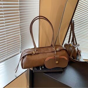 Brown Handbag with Gold Accents
